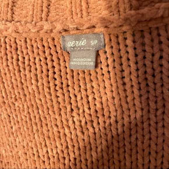 NWOT Aerie Tan Chenille Tie Front Cardigan Sweater Size Small - Picture 9 of 10